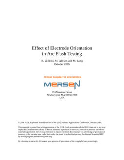 Cover of Effect of Electrode Orientation in Arc Flash Testing - White Paper