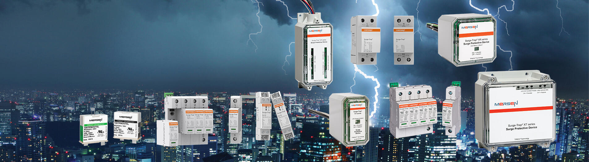 Home page banner showing global surge protection products